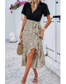 Briana Colorblock Summer Dress in Khaki