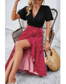 Briana Colorblock Summer Dress in Burgundy