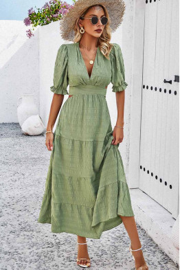 Enya Cutout Sage Green Summer Dress