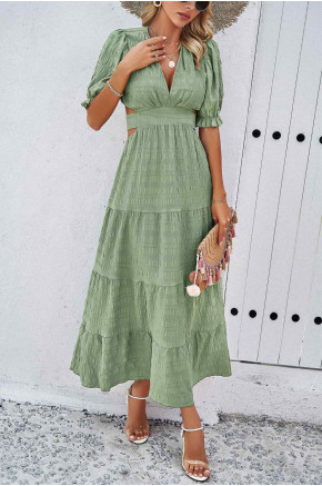 Enya Cutout Sage Green Summer Dress