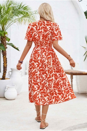 Freya Floral Print Dress in Orange