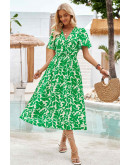 Freya Floral Print Dress in Green