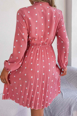Nathalie Polka Dot Print Pink Dress