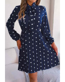 Nathalie Polka Dot Print Blue Dress