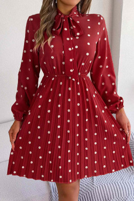 Nathalie Polka Dot Print Red Dress