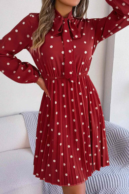 Nathalie Polka Dot Print Red Dress