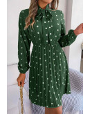 Nathalie Polka Dot Print Green Dress