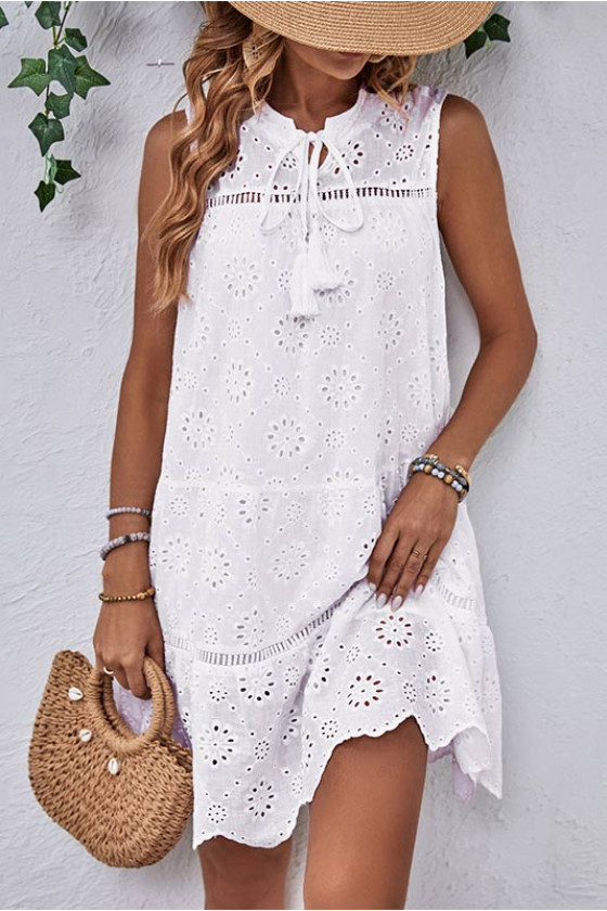 Saha White Embroidered Dress