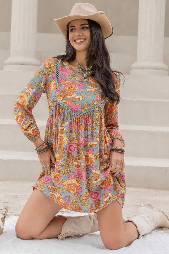 Winona Floral Boho Mini Dress