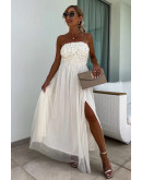 Adele Strapless Fit & Flare White Dress