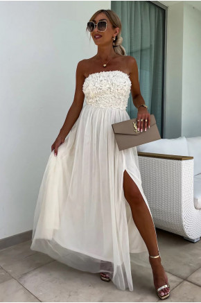 Adele Strapless Fit & Flare White Dress