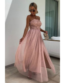 Adele Strapless Fit & Flare Rose Dress