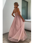 Adele Strapless Fit & Flare Rose Dress