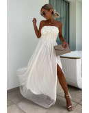 Adele Strapless Fit & Flare White Dress