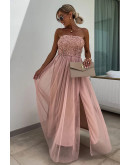 Adele Strapless Fit & Flare Rose Dress