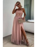 Adele Strapless Fit & Flare Rose Dress