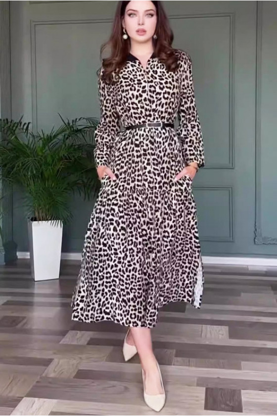 Wild Elegance Leopard Midi Dress