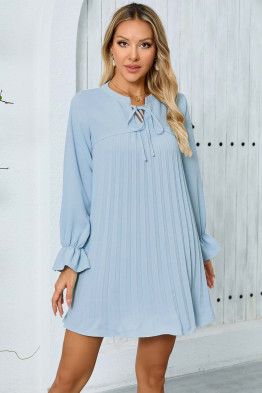 Harper Pleated Tunic in Light Blue