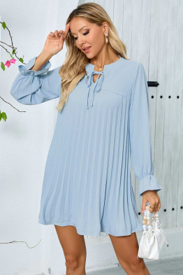 Harper Pleated Tunic in Light Blue