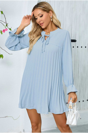 Harper Pleated Tunic in Light Blue