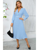 Alyssa Pleated Midi Dress in Blue