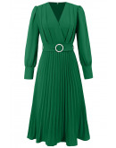 Alyssa Pleated Midi Dress in Green