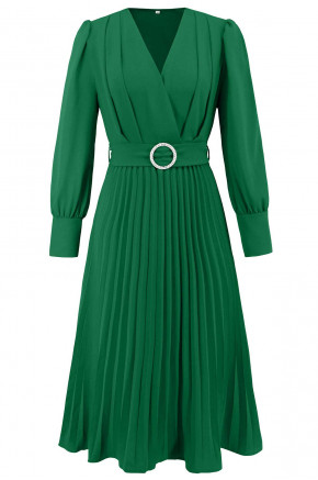 Alyssa Pleated Midi Dress in Green