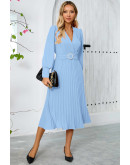 Alyssa Pleated Midi Dress in Blue