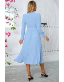 Alyssa Pleated Midi Dress in Blue