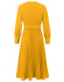 Alyssa Pleated Midi Dress in Yellow