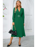 Alyssa Pleated Midi Dress in Green