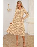 Houndstooth Midi Dress in Yellow