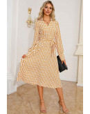 Houndstooth Midi Dress in Yellow