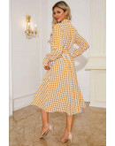 Houndstooth Midi Dress in Yellow