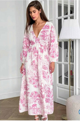 Kenza Toile Maxi Dress in Pink