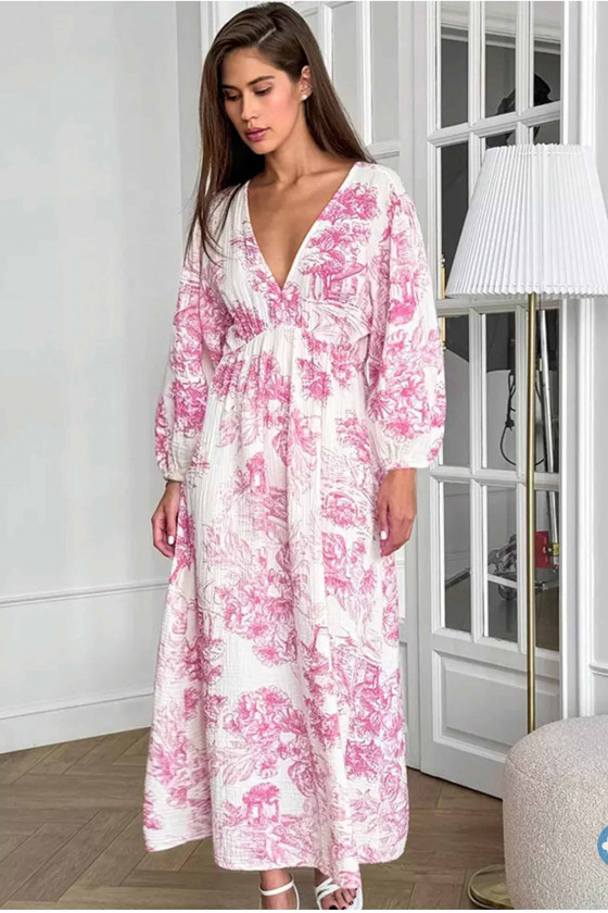 Kenza Toile Maxi Dress in Pink