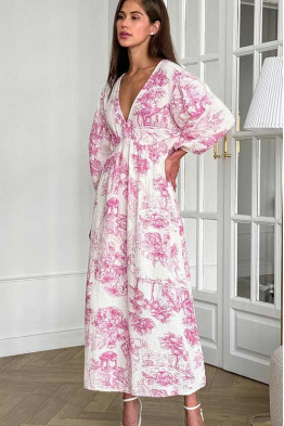 Kenza Toile Maxi Dress in Pink