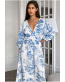 Kenza Toile Maxi Dress in Blue