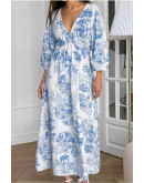 Kenza Toile Maxi Dress in Blue