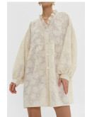 Ivory Bloom Lace Shirt Dress