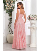 Starlit Blush Sequin Gown Dress