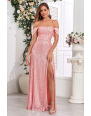 Starlit Blush Sequin Gown Dress