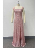 Starlit Blush Sequin Gown Dress