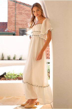 Yesenia Ruffle Sleeve Long Dress