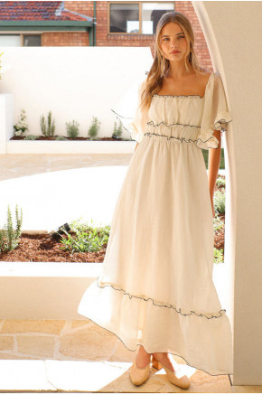 Yesenia Ruffle Sleeve Long Dress