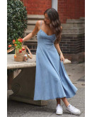 Light Blue Denim Midaxi Dress