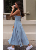 Light Blue Denim Midaxi Dress