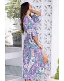 Lilac Paisley Boho Wrap Dress
