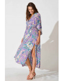 Lilac Paisley Boho Wrap Dress
