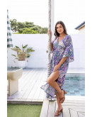 Lilac Paisley Boho Wrap Dress
